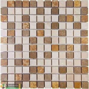 SANTAL чакмозаика травертин 305*305 чип 23*23