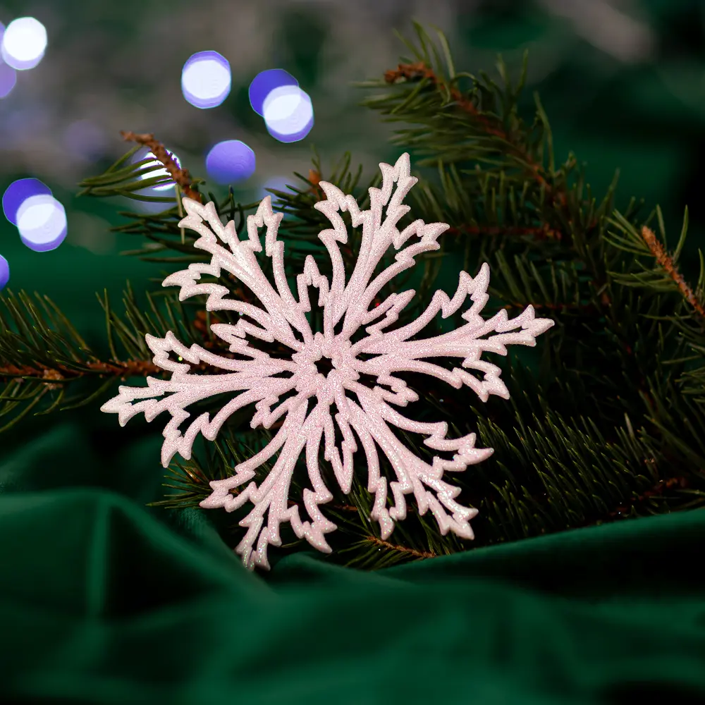 88458678 Новогоднее украшение Снежинка Морозко 12x12 см цвет розовый STLM-0956887 Santreyd 