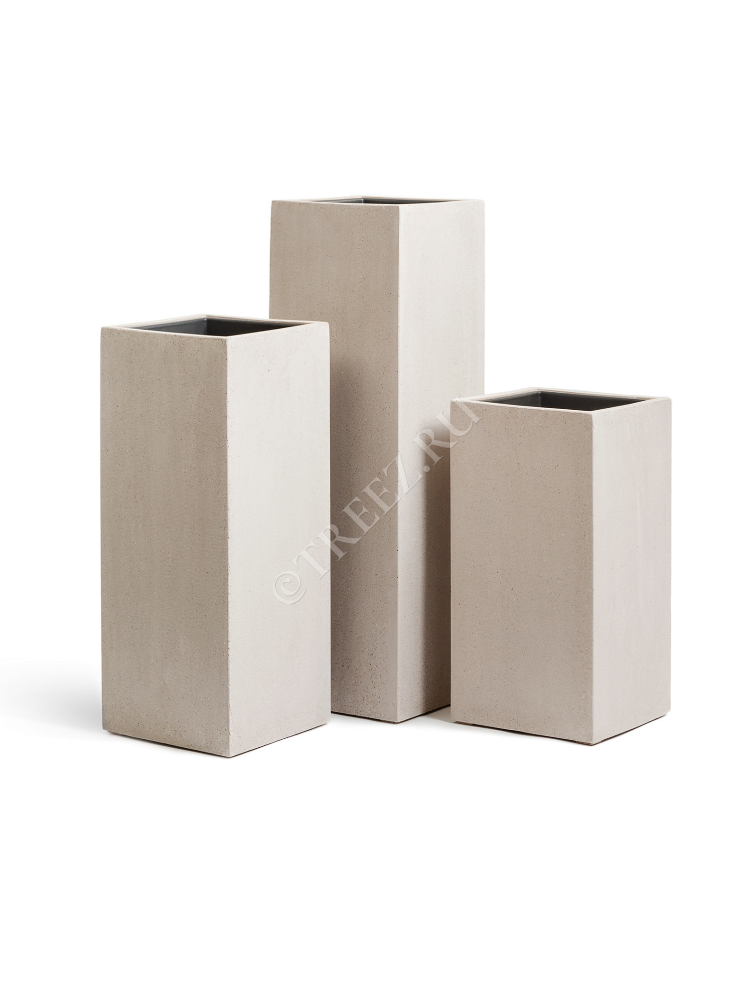 41.3317-02-010-BE-97 Кашпо  Effectory - серия Beton - Высокий куб - Белый песок Цветочная коллекция 