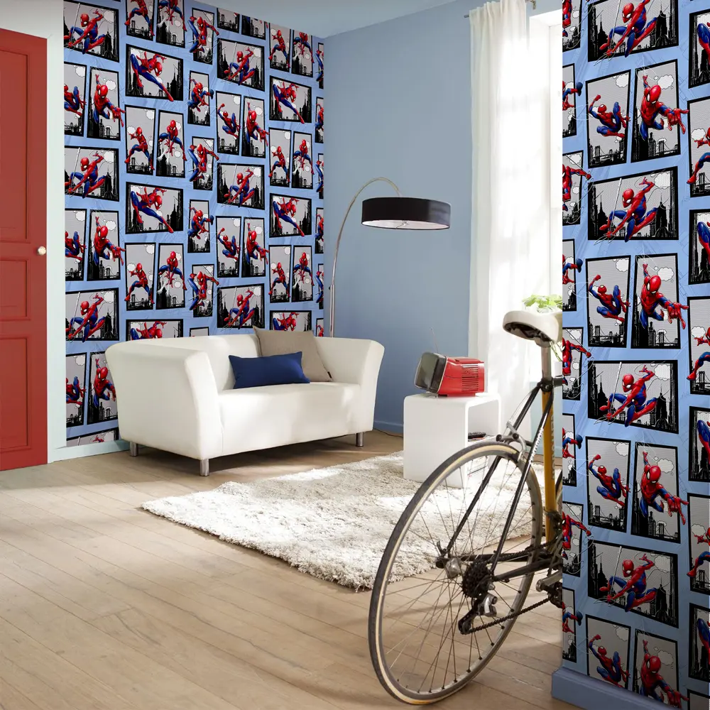 Обои, 1,06х10 м, флизелиновые, голубые, рисунок «Человек-паук» Erismann Disney STLM-2138052 - Вид №3