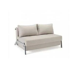 Диван Cubed 160 Deluxe с подушками и хромированными ножками, песочно-серый