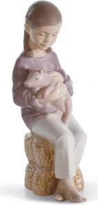 10669161 LLADRO Фигурка Lladro "Девочка с хвостиками" 17х9см Фарфор
