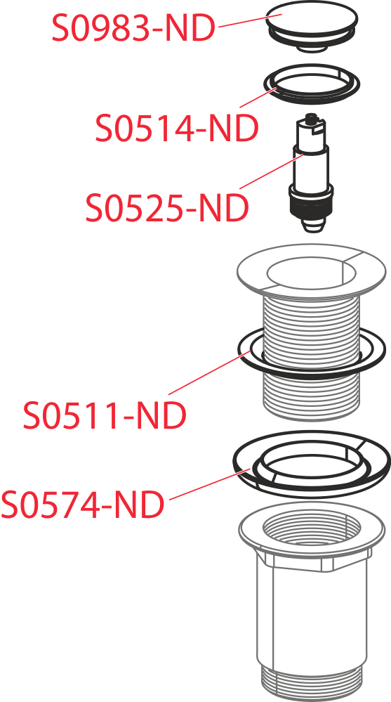 Донный клапан сифона для умывальника CLICK/CLACK 5/4", цельнометаллический с малой заглушкой, без перелива, для пластиковых и стеклянных умывальников ALCAPLAST A394 - Вид №2