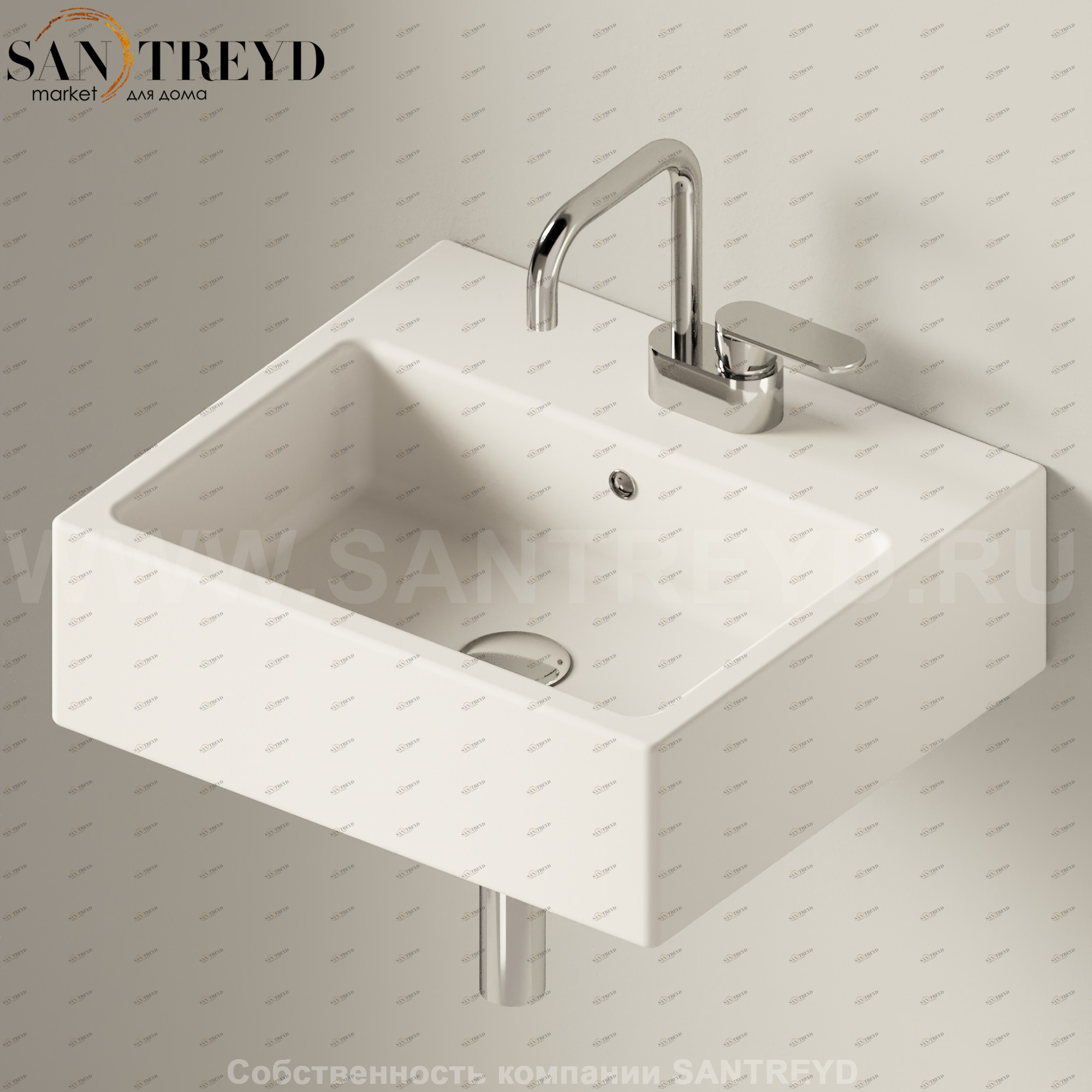 5058.9003 Подвесная раковина настенная прямоугольная Ceramica Flaminia Acquagrande бежевая