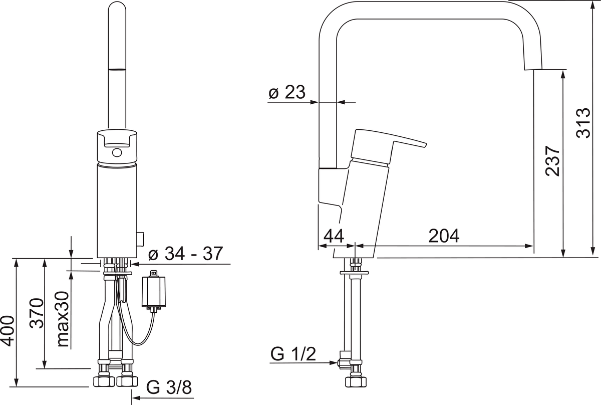 Oras 2839F-Y Смеситель для кухни с клапаном, 6 V 2839F-Y Cubista Хром  - Вид №1