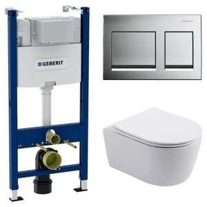 Комплект инсталляции Geberit Alpha с безободковым унитазом Aquatek Европа клавиша Geberit Alpha серая 89445432 STLM-2197693