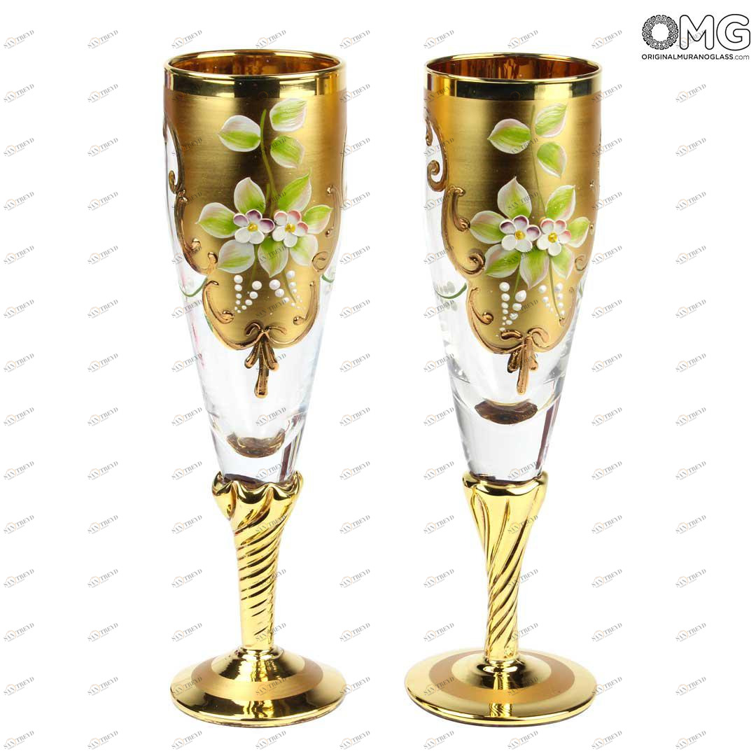 2141 ORIGINALMURANOGLASS Набор из 2 бокалов-флюте - я&ты- trefuochi 6 см 