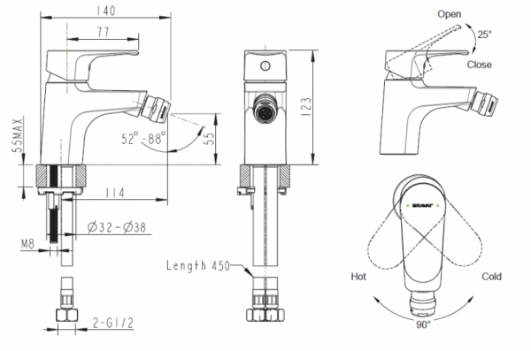 Смеситель для биде ALFA F3120178CP bravat - Вид №1