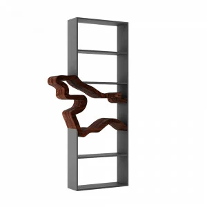 Стеллаж деревянный дизайнерский серый, орех "Крона" от Odingeniy ODINGENIY  178445 Коричневый;серый