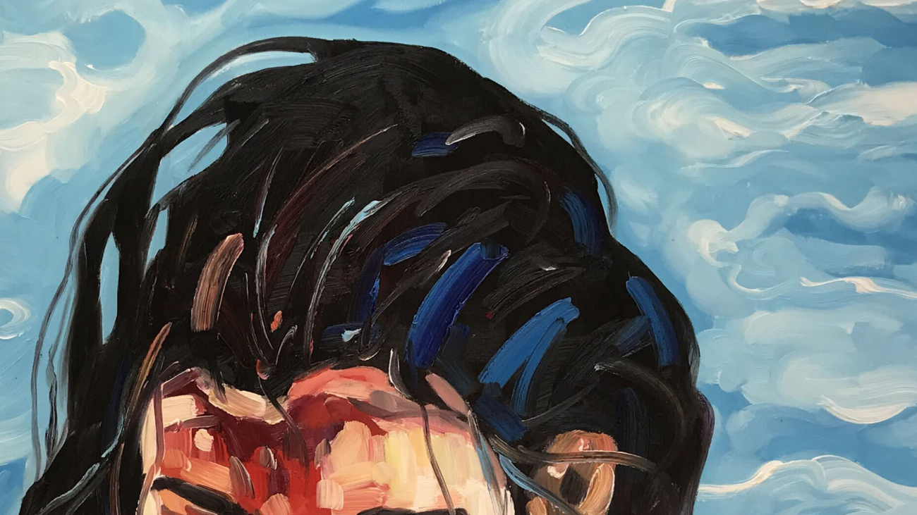 Картина на холсте 100х100 см "Девушка у моря" EVENHOME КАРТИНЫ МАСЛОМ 130068 Голубой;черный;разноцветный  - Вид №2