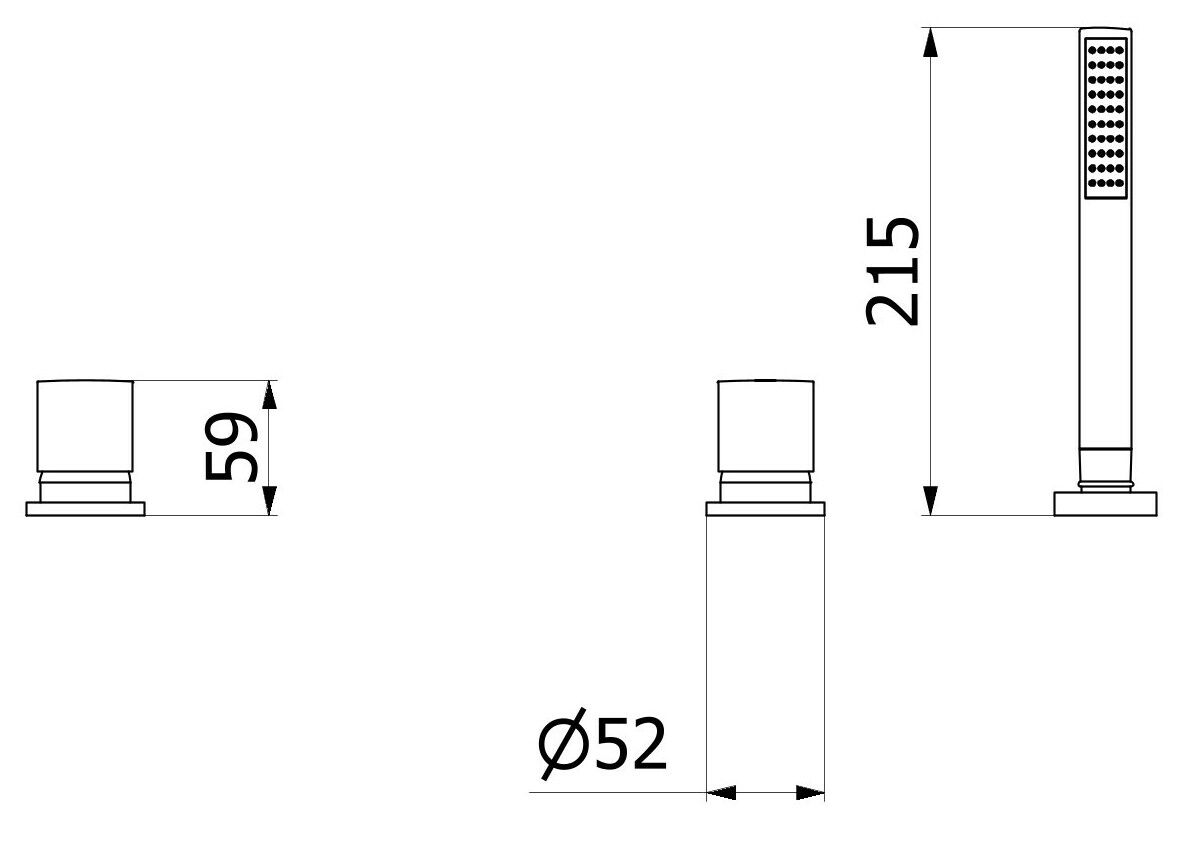 Смеситель для ванны с 3 отверстиями и ручным душем IB Brera ARCH-00050826 - Вид №13