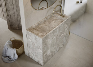 Одиночный отдельно стоящий умывальник из натурального камня