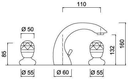 Rubinetteria Giulini Смеситель для раковины на 3 отверстия Persia crystal - persia F3812a/s - Вид №1