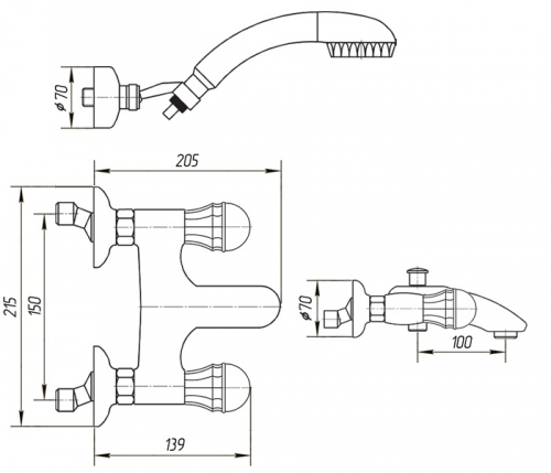 Смеситель MIGLIORE Korona ML.KRN-4702.CR для ванны/душа - хром  - Вид №2