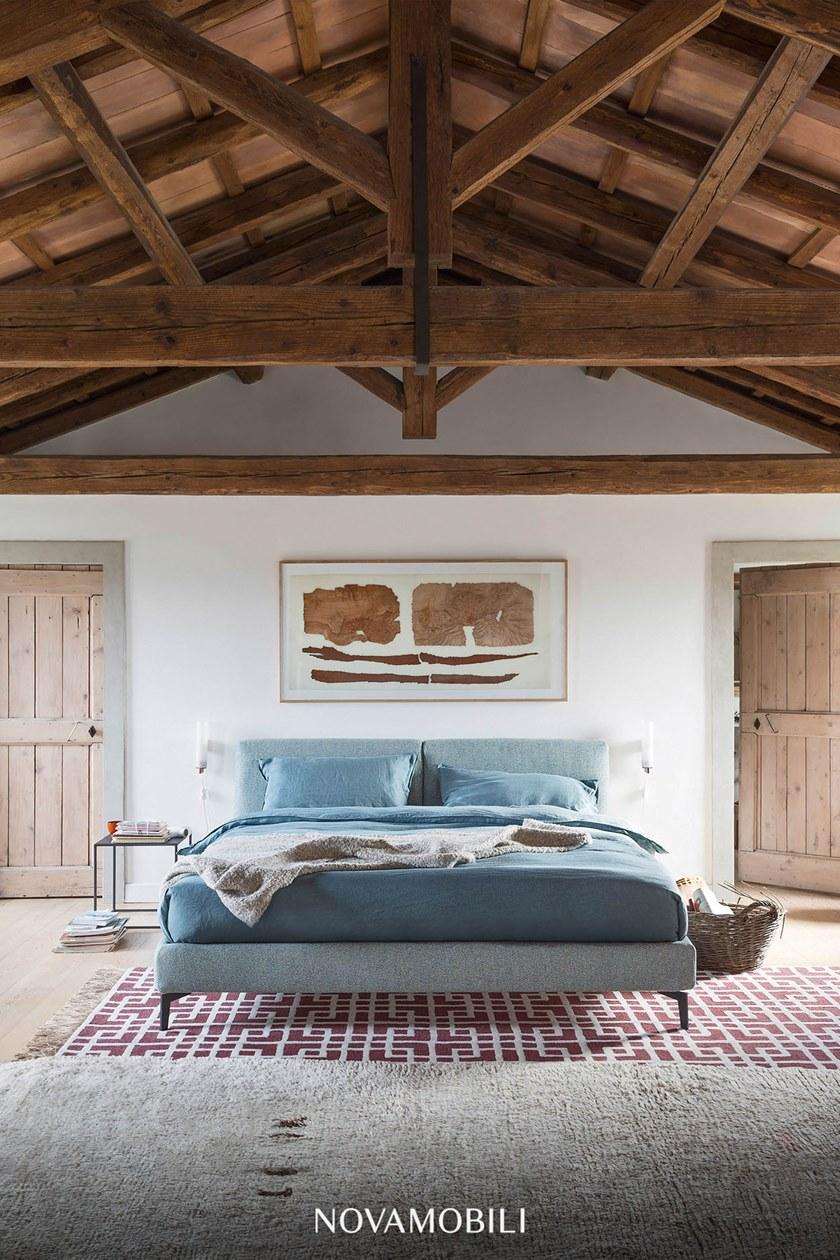 Novamobili Двуспальная кровать с обивкой из ткани sun-id-1486392 - Вид №1