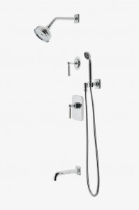 LDSP17 Комплект для душа Ludlow с балансировкой давления с 5-дюймовой розеткой для душа, ручным душем, изливом ванны и рукояткой с отводным рычагом Waterworks