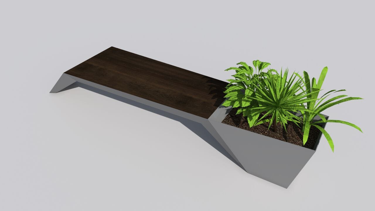 Скамейка из дерева и листового металла со встроенной плантатором без спинки CITYSì URBAN ARCH-00044158 - Вид №35