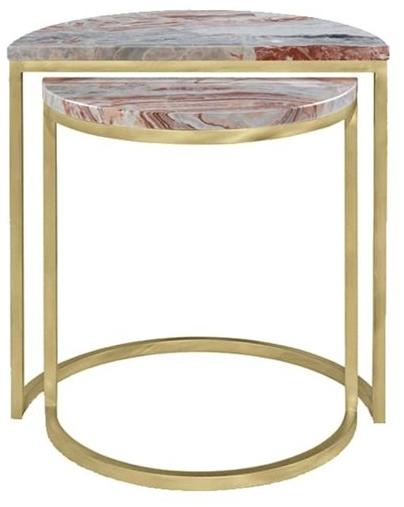 FRATO Круглый сервировочный столик из латуни и камня Cabochon Ffu260014aah  - Вид №1