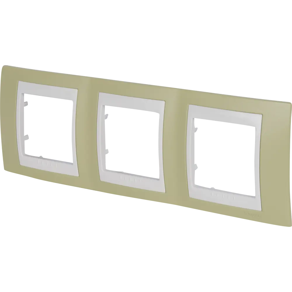 Рамка для розеток и выключателей Systeme Electric Unica 3 поста, цвет зелёное яблоко/бежевый STLM-2170409 - Вид №1