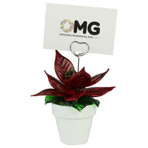 4277 ORIGINALMURANOGLASS Держатель для карт-указателей мест за столом Рождественник - муранское стекло OMG  см