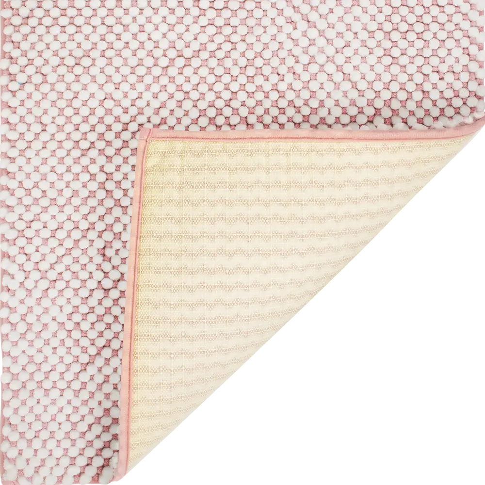 Коврик для ванной комнаты Lolly 50х80 см цвет белый/розовый SWENSA STLM-2157926 - Вид №2