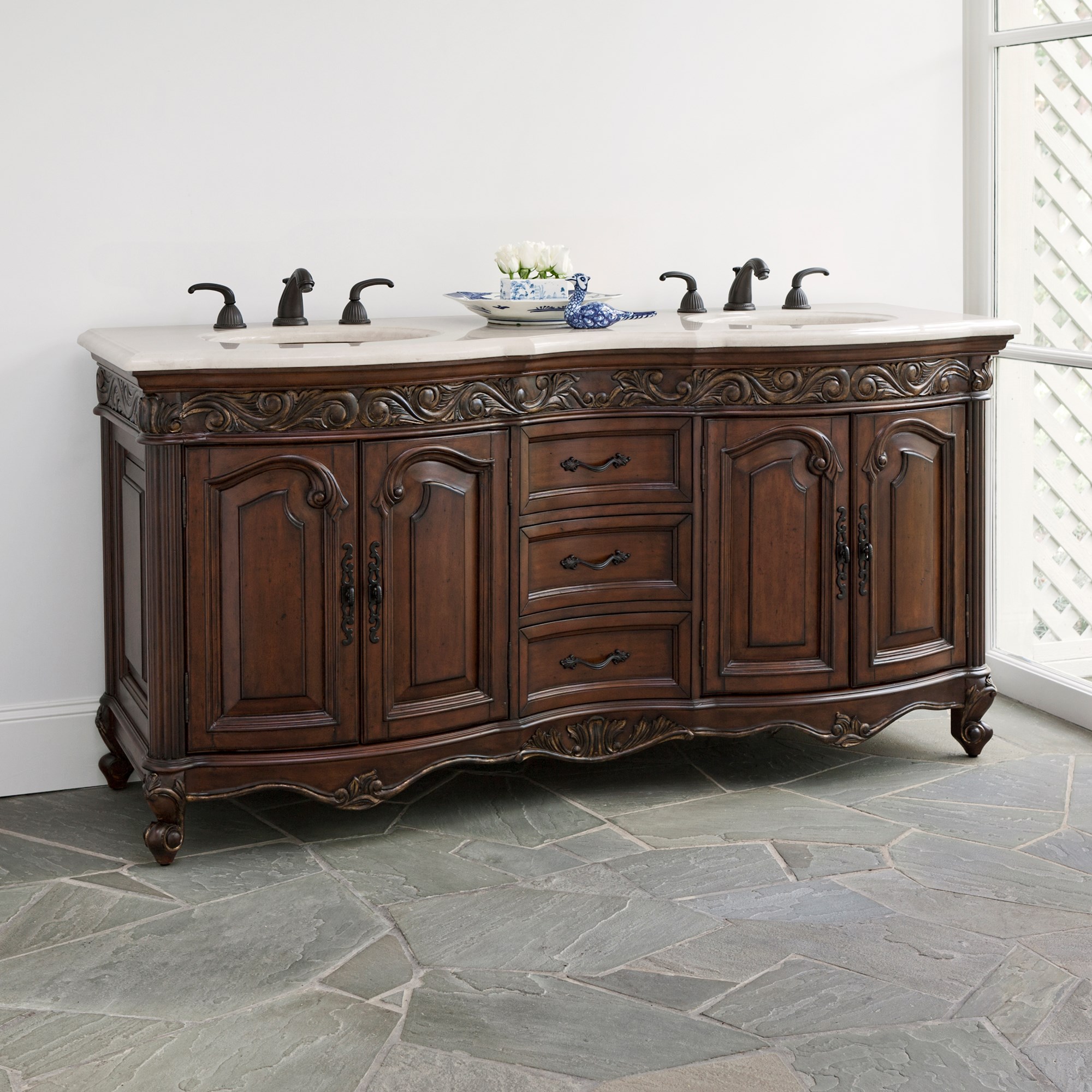 Тумбочка, Гранд (60+) 06227-110-526 Provincial Double Sink Chest - Dark Ambella  - Вид №1