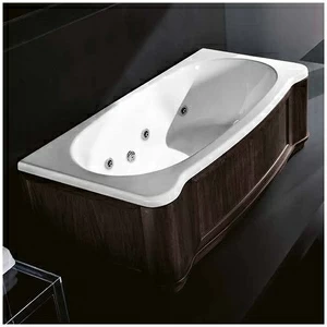 Ванна Gruppo treesse New Classic Young STD-V6747-DX-WV белая с гидромассажем прямоугольная правая деревянная панель венге