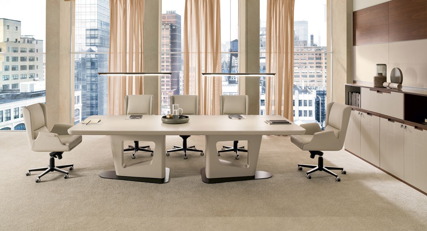 Деревянный прямоугольный стол для совещаний с кожаной обивкой i 4 Mariani Аватар ARCH-00063304 - Вид №1