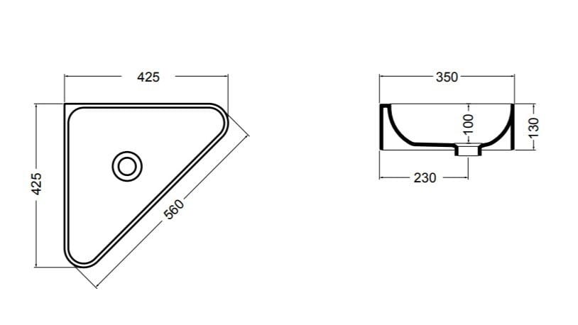 Керамическая столешница угловая ручная мойка Axa Prisma Sink Bowl Normal ARCH-00057385 - Вид №2