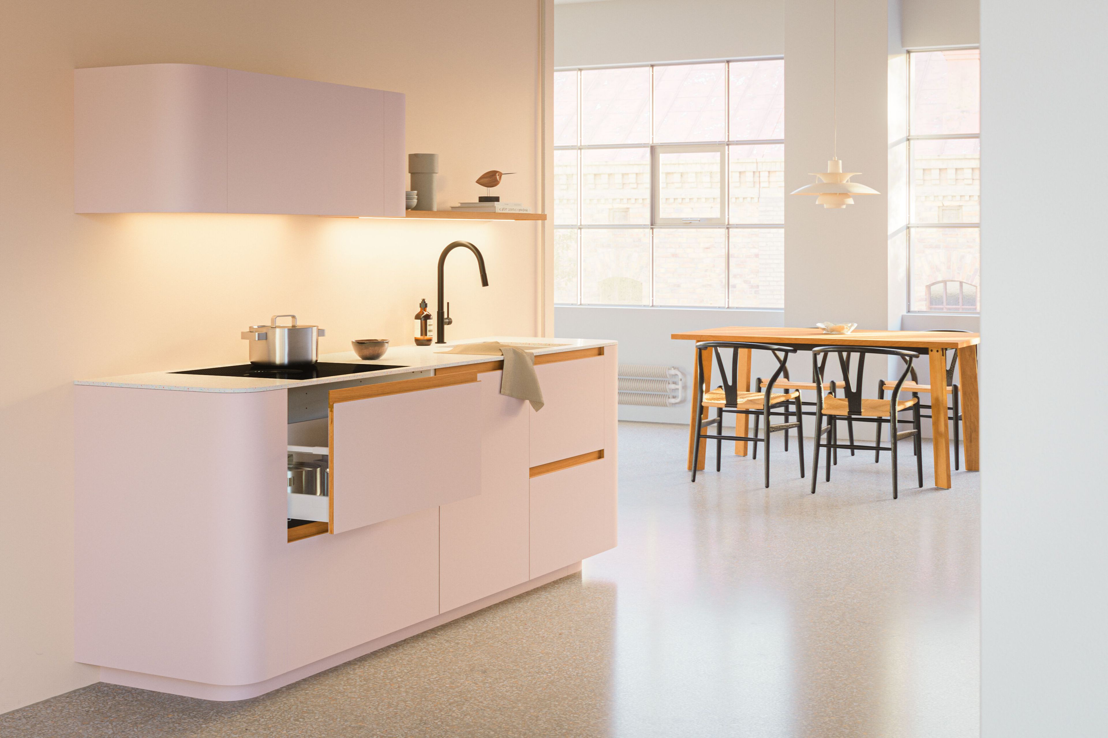 Линейная линолеумная секционная кухня Neuvermoebelt SMART LINE KITCHEN SYSTEMS ARCH-00059992