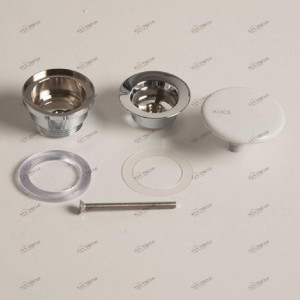 PIL006.01 Донный клапан для раковины Alice Ceramica проточный с керамической накладкой Белый глянцевый