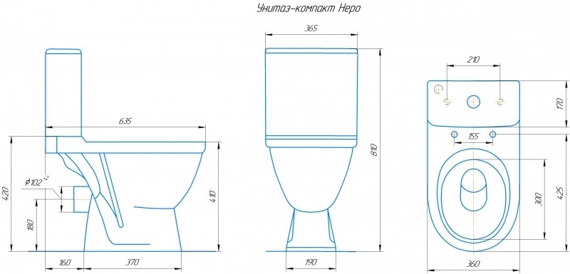 Неро, Унитаз-компакт Компакт унитаз с бачком Белый ROSA НЕРО Россия - Вид №1