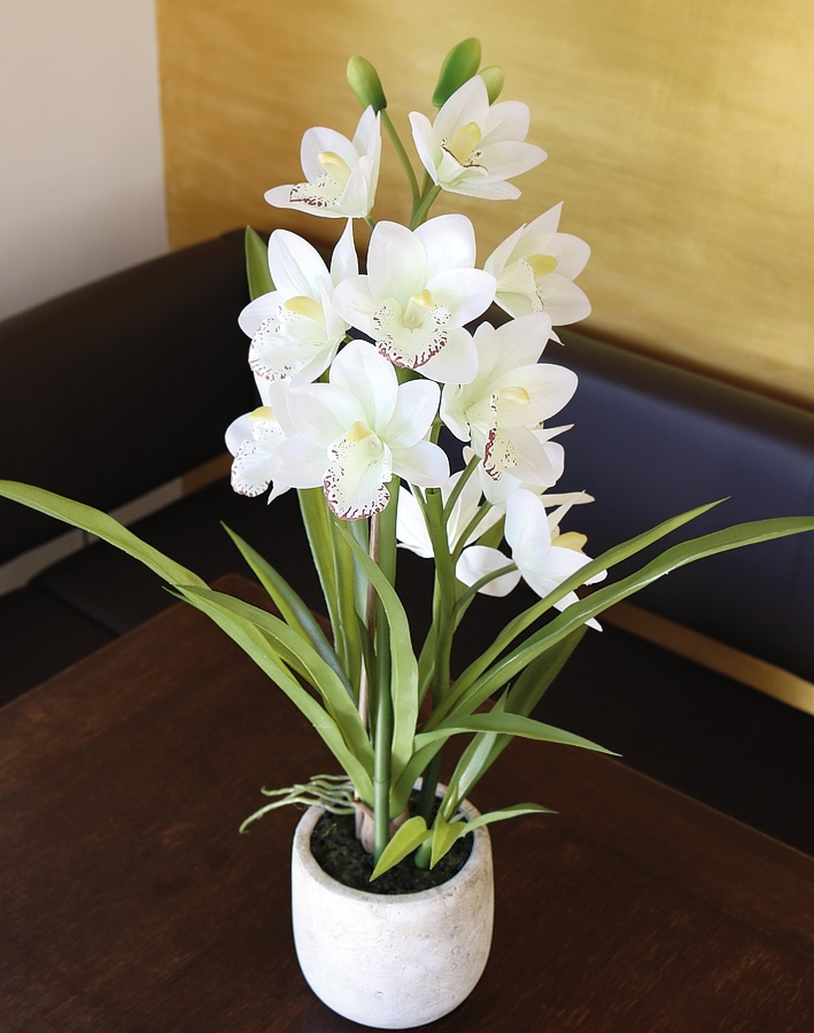 2532 778 a3 Пластиковая орхидея цимбидиум, горшок, 71 см, горшок, real touch soft, бежево-белый H-andreas  - Вид №1