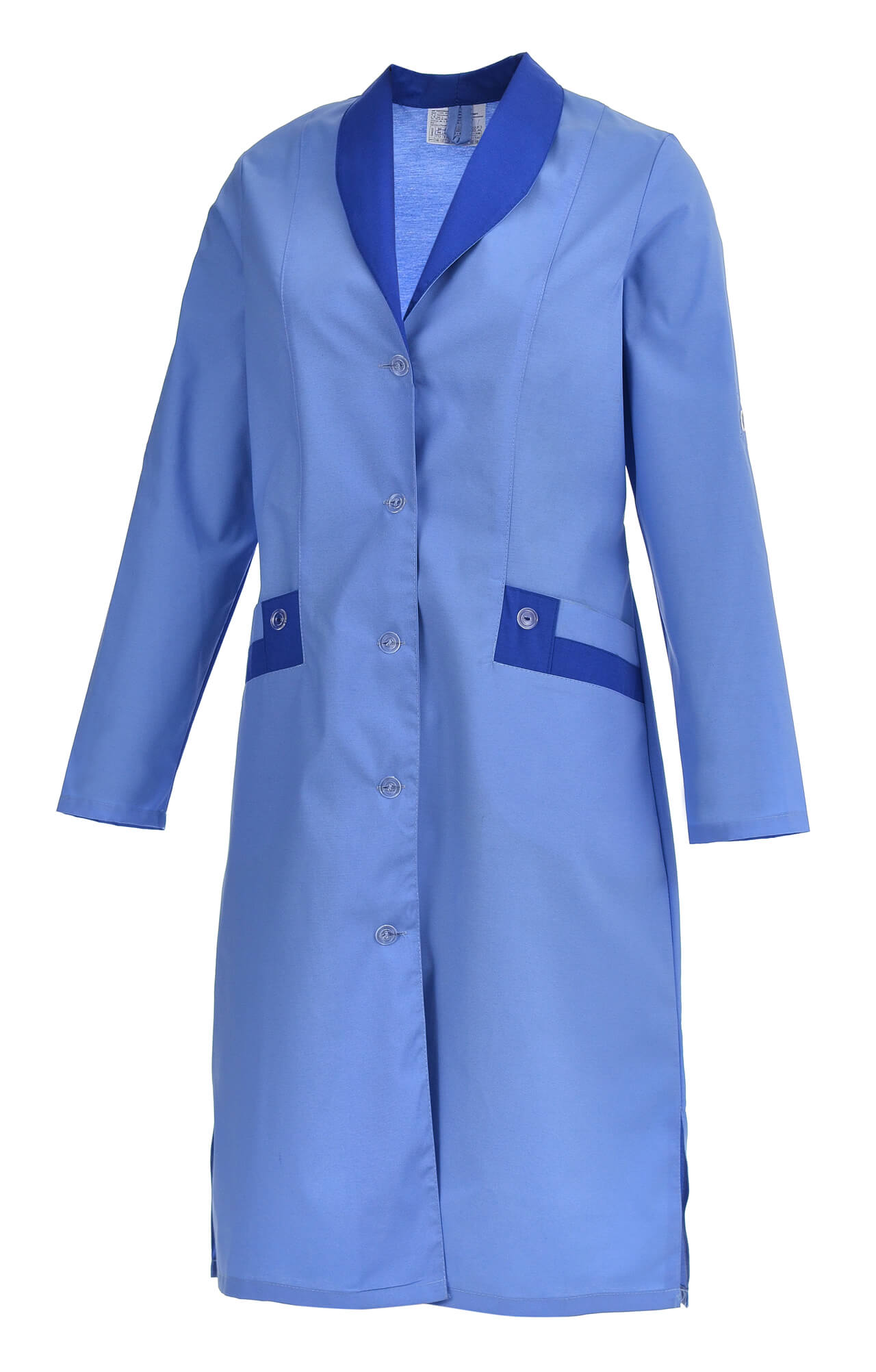 61730 Халат "Радуга" длинный рукав голубой  Одежда для обслуживающего персонала  размер 44 Спецодежда  - Вид №1
