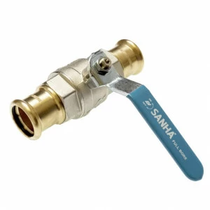 18802MS35 SANHA 8802MS кран шаровый пресс, ВПр-ВПр, латунь 35 мм