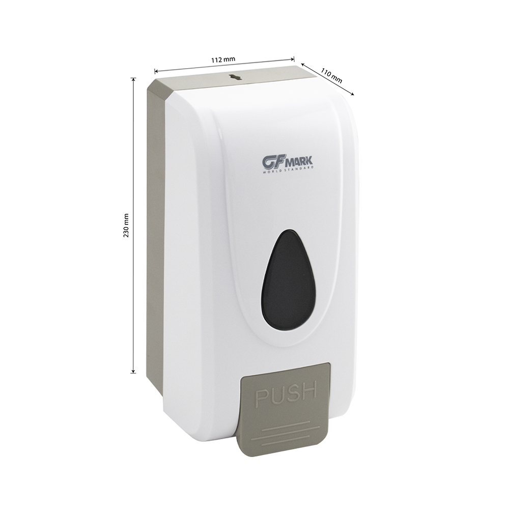 GFmark - Дозатор для ПЕНЫ с педалью, пластик АБС БЕЛЫЙ, большой, с глазком - капля, 1000 мл, код: 714  - Вид №7