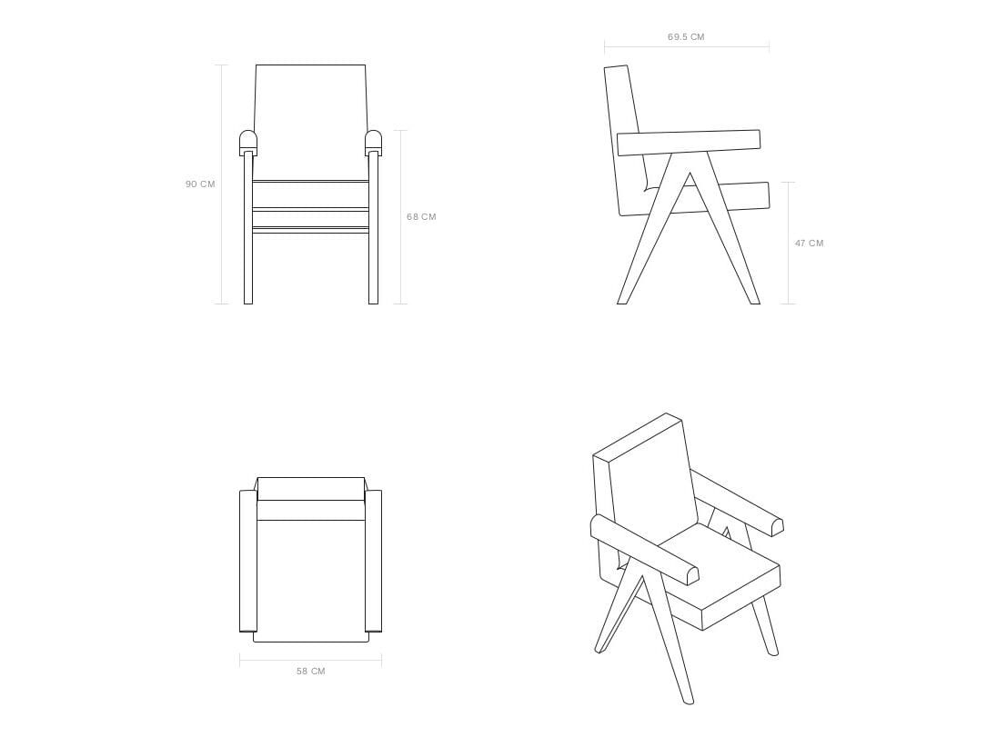 Тканевый стул с подлокотниками Phantom Hands Project Chandigarh ARCH-00078896 - Вид №11