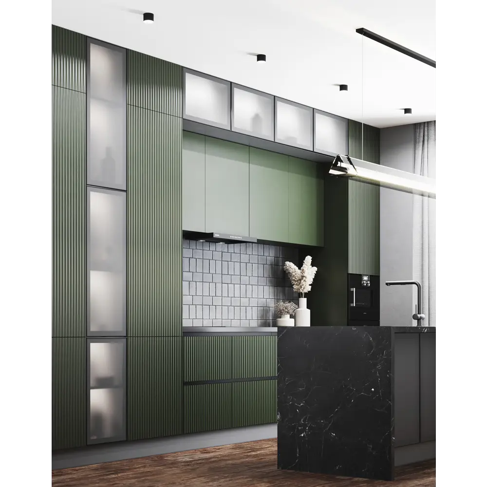 Фасад-витрина KONSENSA Вельск 60x137 см чёрный матовый для кухонного шкафа 89405454 STLM-1581810 - Вид №4