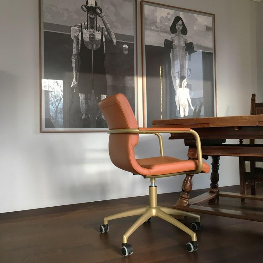 ZALABA Design Поворотное офисное кресло из кожи с подлокотниками Kolb sun-id-1415999 - Вид №1