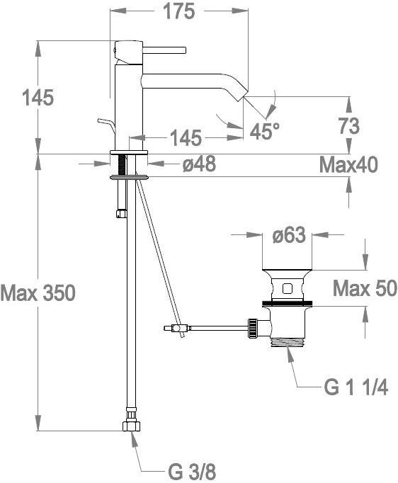 Fir Italia Смеситель для умывальника Cleo 84 8411811 - Вид №3