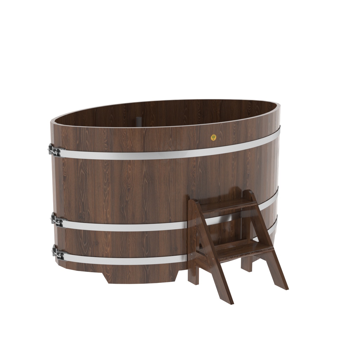 1318 Купель овальная из дуба 1,08х1,75х1,0 морёная Alyarus 