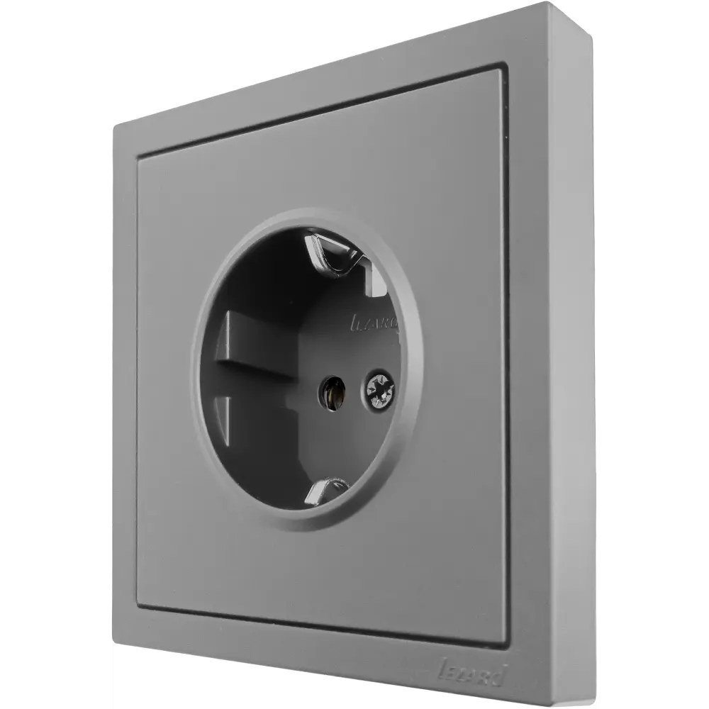 Розетка Lezard Zima с заземлением, серый матовый 89398387 STLM-1572086 - Вид №3