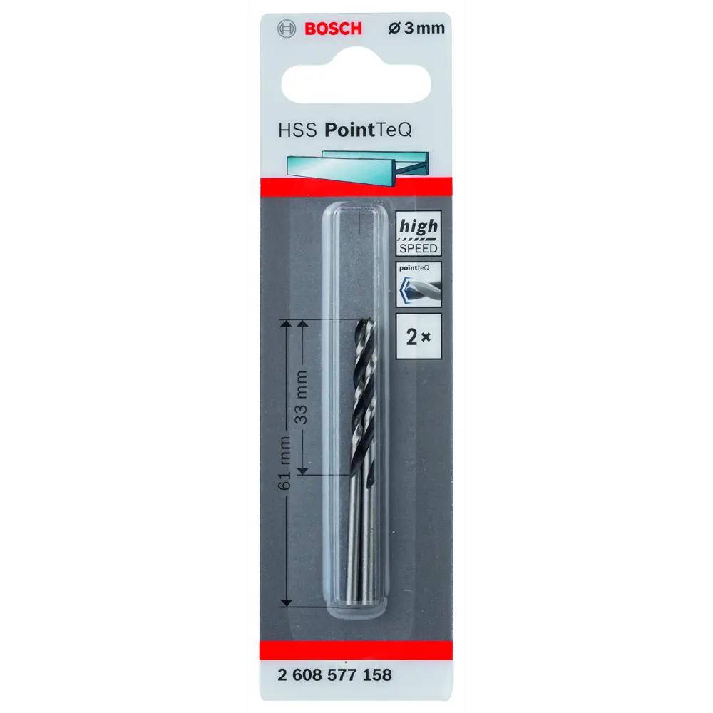 Сверло по металлу Bosch HSS Pointteq 3x33 мм, 2 шт BOSCH PROFESSIONAL STLM-2109309 - Вид №4