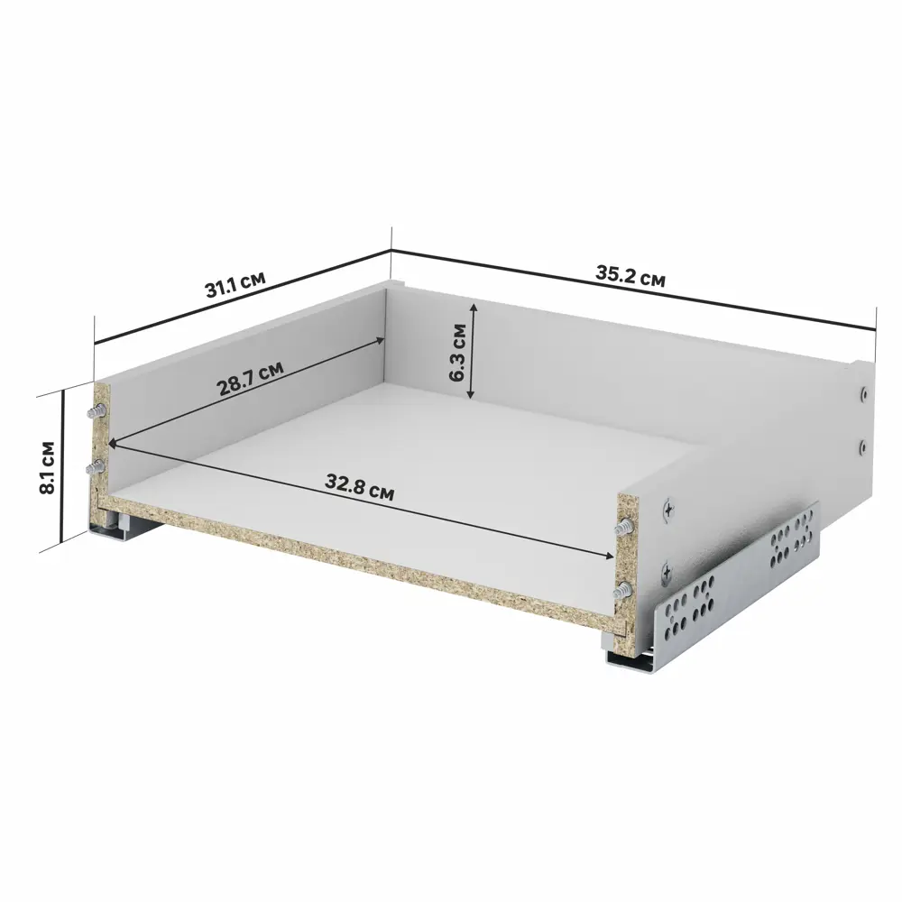 Выдвижной ящик Delinia для кухонного шкафа 35.2×31.1×8.1 см серый ЛДСП 82169298 STLM-0021001 - Вид №1