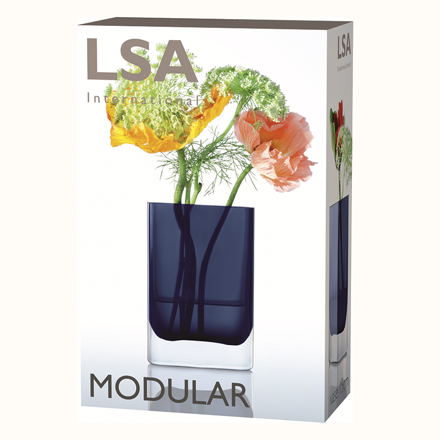 G857-15-610 Ваза прямоугольная modular 15x10x5 см синяя LSA International  - Вид №3