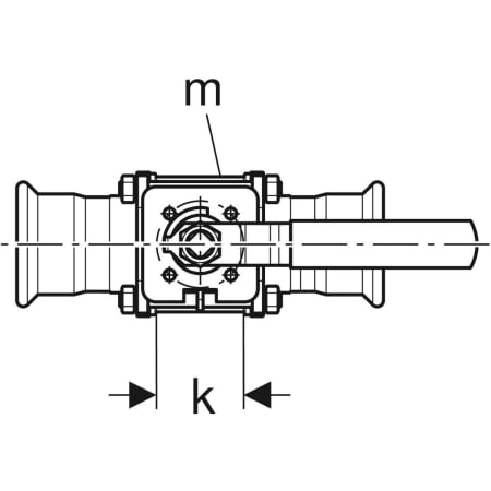 92103 Шаровой кран Geberit Mapress из нержавеющей стали с рукояткой, с двумя пресс-соединениями Geberit  - Вид №3