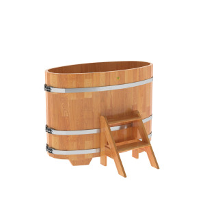 1370 Купель овальная из сращенных ламелей лиственницы 0,69х1,31х1,0 натуральная Alyarus