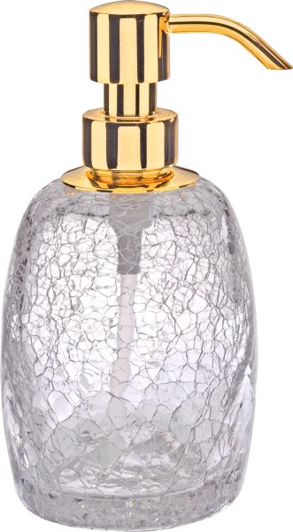 6603/GO-CRD-V5 Surya Crystal, дозатор овальный с помпой V5, цвет золото - эффект битого стекла