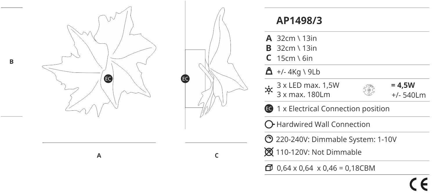 Serip Бронзовый светодиодный настенный светильник ручной работы Folio Ap1498/3 - Вид №1