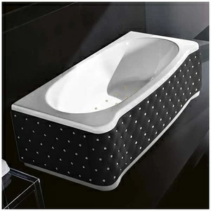 Ванна Gruppo treesse New Classic Young STA-V674C-DX-KCS-GD белая с золотой фурнитурой с аэромассажем прямоугольная правая чёрная кожа кристаллы сваровски